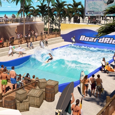 Duas atrações novas da água do passeio da água de Flowrider dos surfistas para aliviado