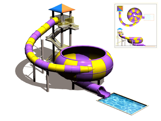 Corrediça da fibra de vidro do parque do Aqua/corrediça de água bacia do espaço com cavaleiros do de alta capacidade 720/h