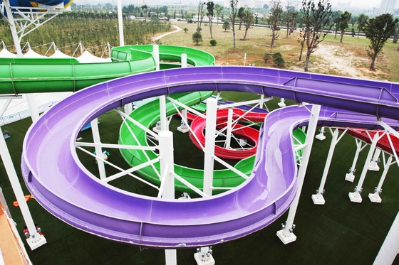 CE adulto exterior das corrediças de água da fibra de vidro do divertimento, personalizado comprimento para o parque da água