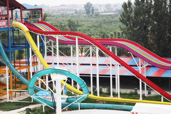 Slides emocionantes Parque Aquático Slides de água de fibra de vidro, altura da plataforma 16m