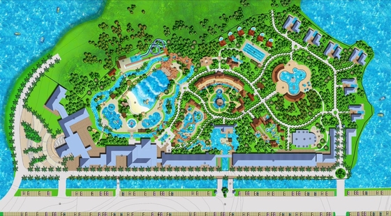 Projeto conceptual do parque da água do divertimento/equipe de projeto profissional para o parque da água