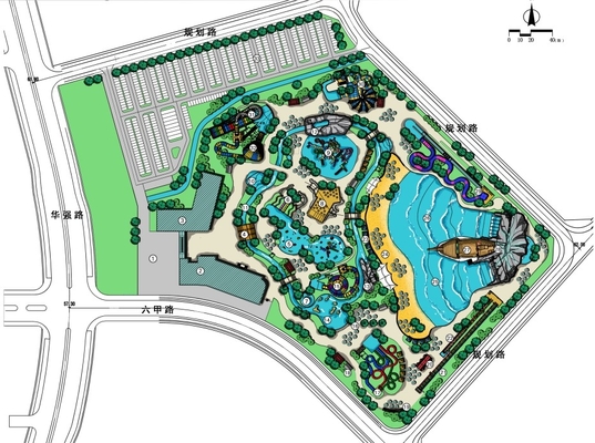 O projeto conceptual do parque temático exterior da água/personalizou o projeto para o parque da água