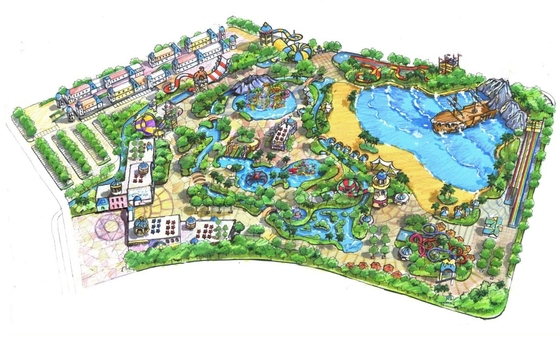 O projeto conceptual do parque temático exterior da água/personalizou o projeto para o parque da água