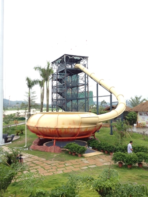 Corrediça vermelha/do amarelo Aqua do parque do equipamento 16m do espaço da bacia de água para o parque da água