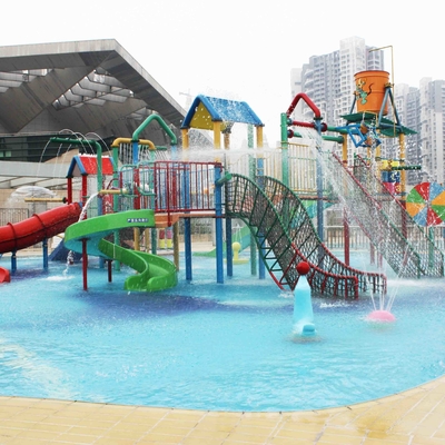 Campo de jogos comercial do Aqua das corrediças de água da fibra de vidro da casa interativa da água