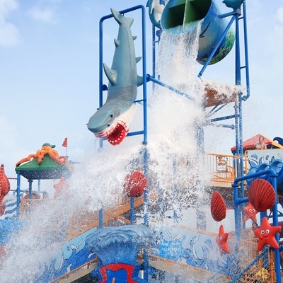 Campo de jogos comercial do Aqua das corrediças de água da fibra de vidro da casa interativa da água