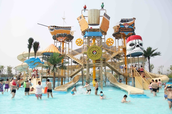 Casa grande personalizada equipamento da água do campo de jogos do Aqua da fibra de vidro para o divertimento da família