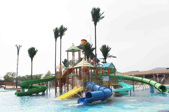 A fibra de vidro comercial do campo de jogos do Aqua da família com corrediças do parque da água/personalizou o parque Equipemnt da água