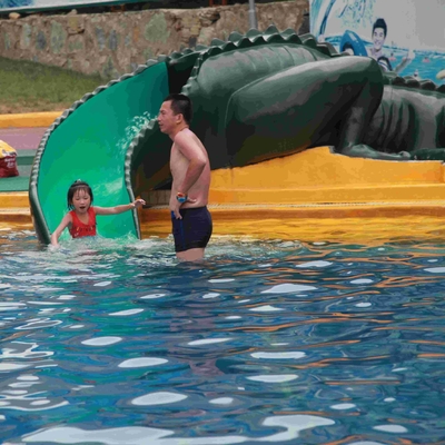 Corrediça do crocodilo do equipamento do parque da água, corrediça de água pequena comercial da fibra de vidro
