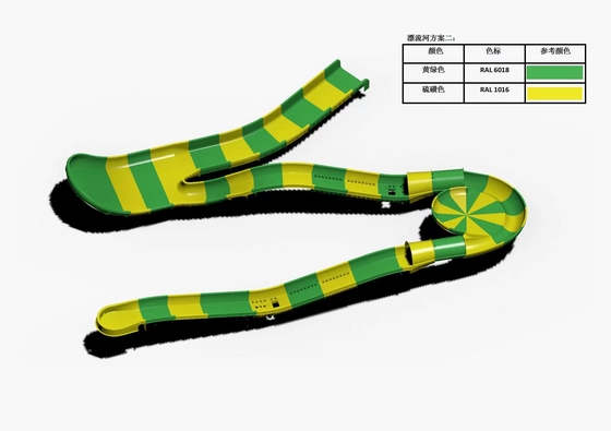 Fibra de vidro para crianças, rolos de água, montanhas-rusas, escorregadores, piscina exterior, escorregador de água para família, com altura de segurança em amarelo