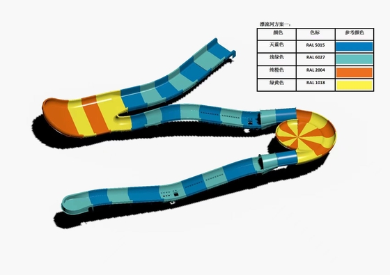 Fibra de vidro para crianças, rolos de água, montanhas-rusas, escorregadores, piscina exterior, escorregador de água para família, com altura de segurança em amarelo