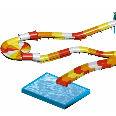Fibra de vidro para crianças, rolos de água, montanhas-rusas, escorregadores, piscina exterior, escorregador de água para família, com altura de segurança em amarelo