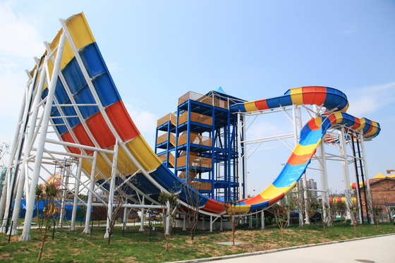 Resina gigante de Ashland das corrediças de água da fibra de vidro do Bumerangue/DSM, altura da plataforma de 18.75m