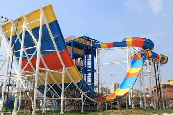 Melhore o seu parque aquático com escorregadeiras de fibra de vidro duráveis projetadas para descidas de alta velocidade e curvas e curvas emocionantes