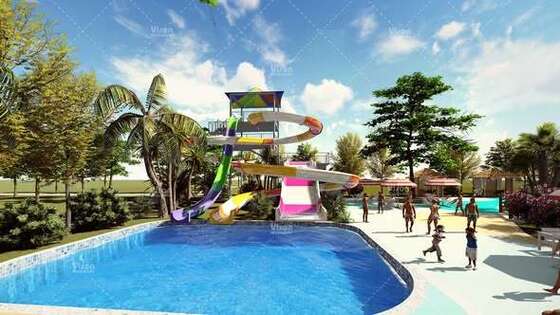 Hotel Resort Cinco Estrelas Tobogã de Fibra de Vidro para Parque Aquático com Tamanho de 21m*15m*8m para Parques de Diversões