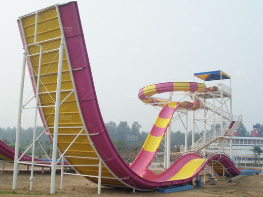 Slide de água de fibra de vidro durável com 18,75 m de altura e capacidade de 1080 ciclistas / hora para parques aquáticos