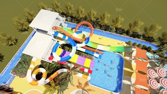 Complexo de Tobogãs SpectraTower 6 em 1 Multi-Geração com Capacidade de 720r/h e Espaço de Piso de 42mx60m