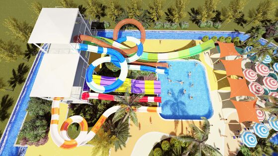 Complexo de Tobogãs SpectraTower 6 em 1 Multi-Geração com Capacidade de 720r/h e Espaço de Piso de 42mx60m