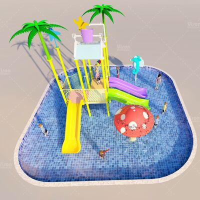 6.3m*6.3m*4.5m Parque Aquático Temático Oceano com 12 Meses de Garantia para Área Molhada