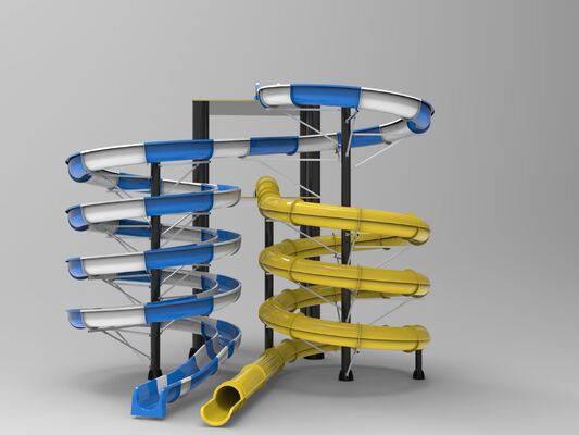 Tobogã Espiral Personalizado Multifaixas para Parques Aquáticos - Fabricante Auditado pela SGS