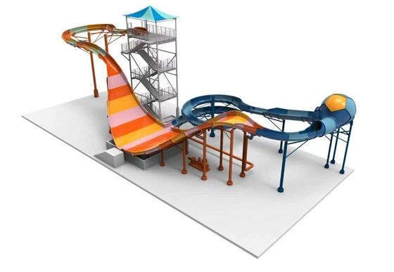 Turning Point Water Slide - Smart Split-Track Double Raft High Capacity Fiberglass Water Slide (Slide de água de fibra de vidro de alta capacidade)